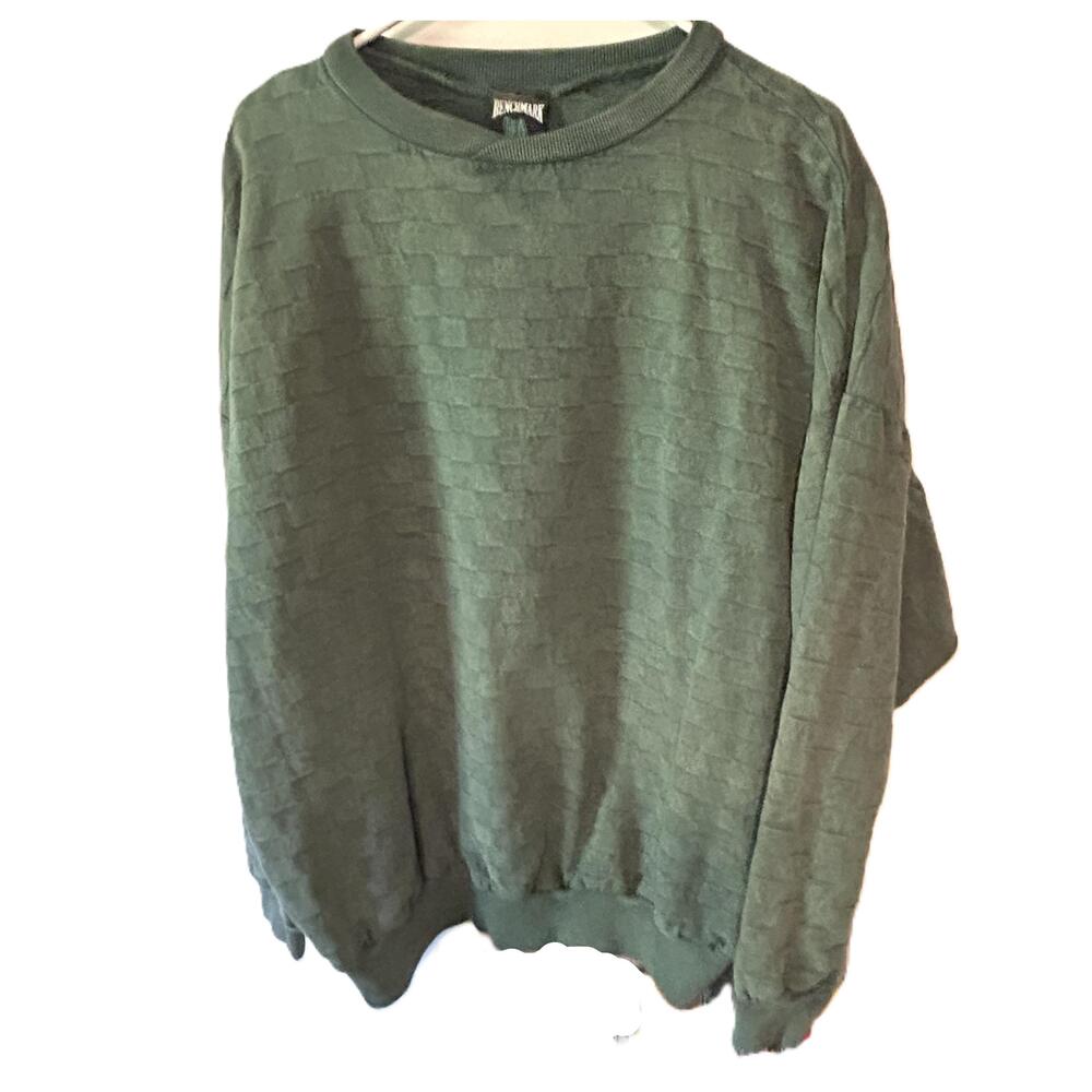 Pre-Owned Mens Benchmark Green Lightweight Checkered Print Sweatshirt Size XL